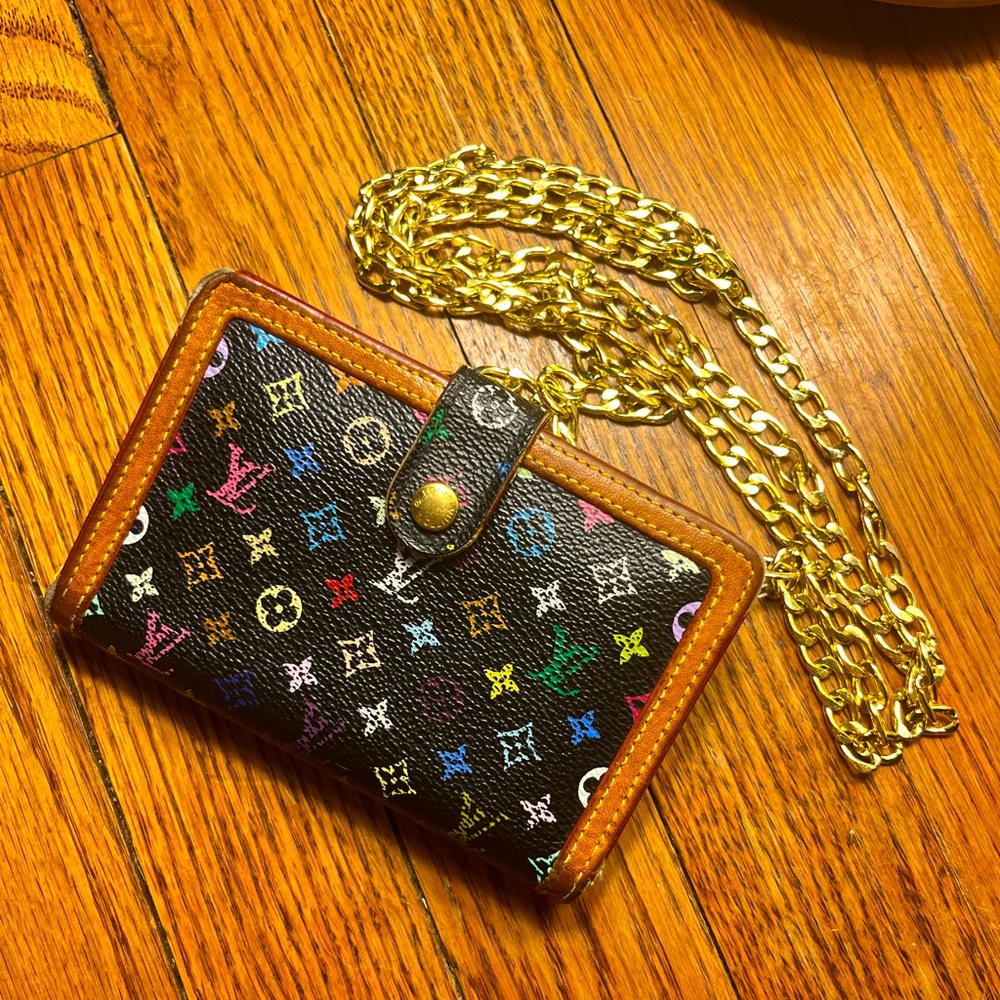 Louis Vuitton Murakami Monogram Portomone Viennois Tri-Fold Wallet.